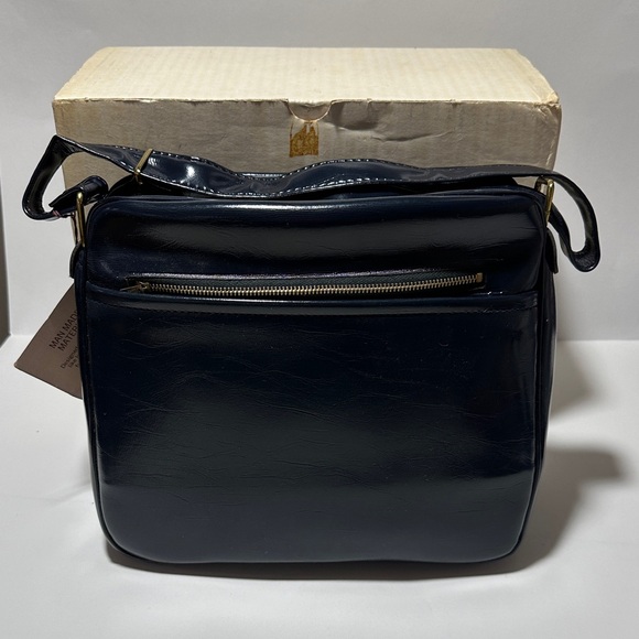 Vintage Sears Navy Geometric Shoulder Bag – Gold Hardware – New in Box - Picture 9 of 12